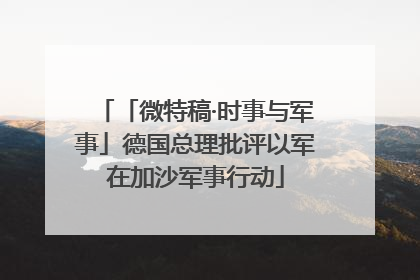 「微特稿·时事与军事」德国总理批评以军在加沙军事行动