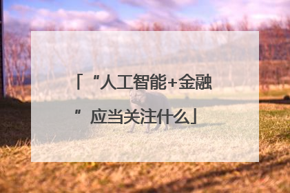 “人工智能+金融”应当关注什么