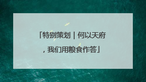 特别策划｜何以天府，我们用粮食作答