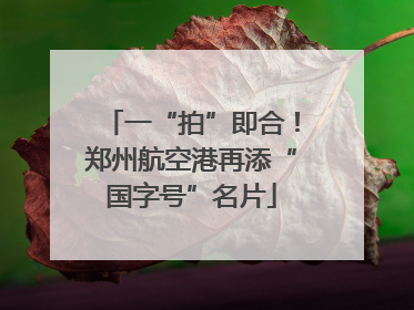 一“拍”即合！郑州航空港再添“国字号”名片