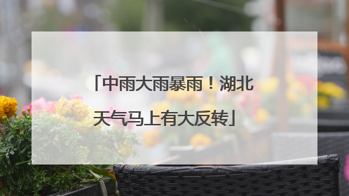 中雨大雨暴雨！湖北天气马上有大反转