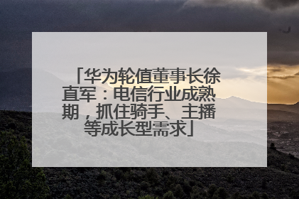华为轮值董事长徐直军：电信行业成熟期，抓住骑手、主播等成长型需求