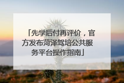 先学后付再评价，官方发布菏泽驾培公共服务平台操作指南