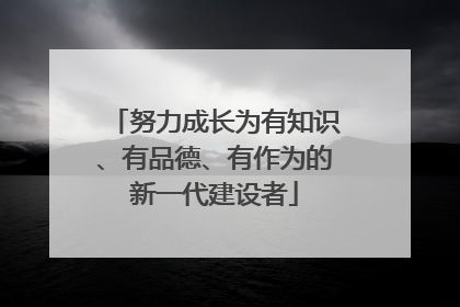 努力成长为有知识、有品德、有作为的新一代建设者
