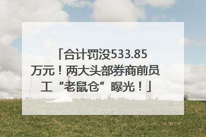 合计罚没533.85万元！两大头部券商前员工“老鼠仓”曝光！
