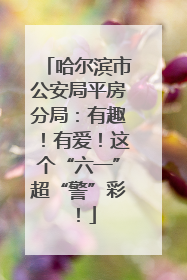 哈尔滨市公安局平房分局：有趣！有爱！这个“六一”超“警”彩！