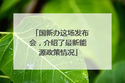 国新办这场发布会，介绍了最新能源政策情况
