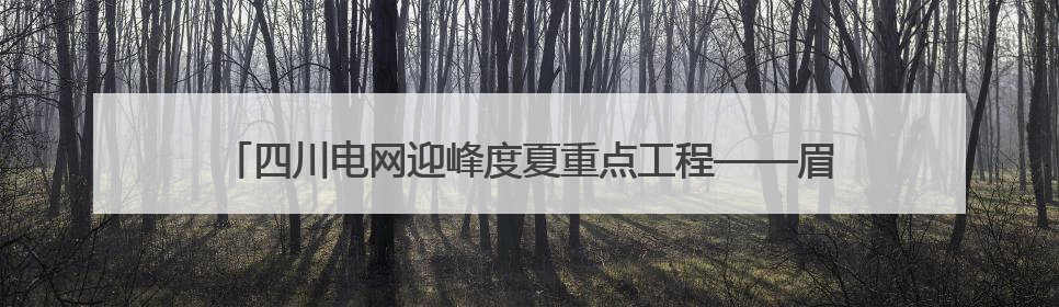 四川电网迎峰度夏重点工程——眉山西500千伏输变电工程投运