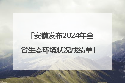 安徽发布2024年全省生态环境状况成绩单