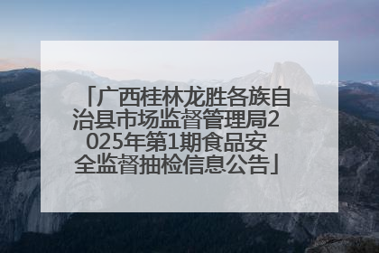 广西桂林龙胜各族自治县市场监督管理局2025年第1期食品安全监督抽检信息公告