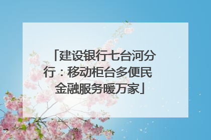 建设银行七台河分行：移动柜台多便民 金融服务暖万家
