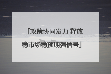 政策协同发力 释放稳市场稳预期强信号