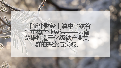 新华财经丨滇中“钛谷”重构产业经纬——云南楚雄打造千亿级钛产业集群的探索与实践