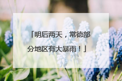 明后两天，常德部分地区有大暴雨！