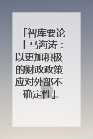 智库要论丨马海涛：以更加积极的财政政策应对外部不确定性