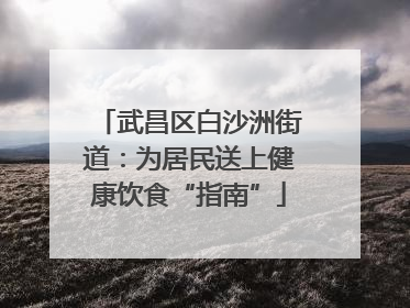 武昌区白沙洲街道：为居民送上健康饮食“指南”