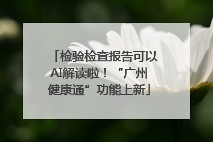 检验检查报告可以AI解读啦！“广州健康通”功能上新