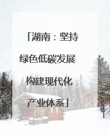 湖南：坚持绿色低碳发展 构建现代化产业体系
