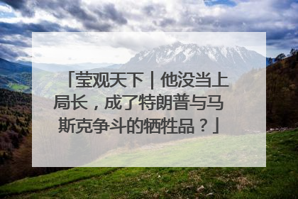 莹观天下｜他没当上局长，成了特朗普与马斯克争斗的牺牲品？