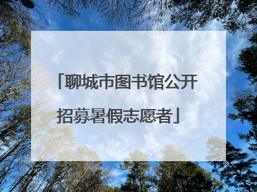 聊城市图书馆公开招募暑假志愿者