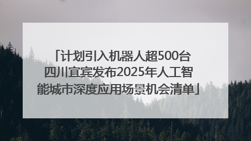 计划引入机器人超500台 四川宜宾发布2025年人工智能城市深度应用场景机会清单