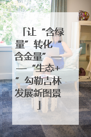 让“含绿量”转化“含金量”——“生态+”勾勒吉林发展新图景