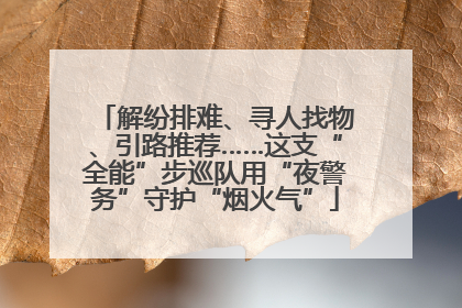 解纷排难、寻人找物、引路推荐……这支“全能”步巡队用“夜警务”守护“烟火气”