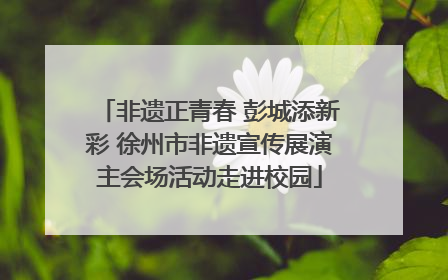 非遗正青春 彭城添新彩 徐州市非遗宣传展演主会场活动走进校园