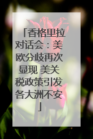 香格里拉对话会：美欧分歧再次显现 美关税政策引发各大洲不安